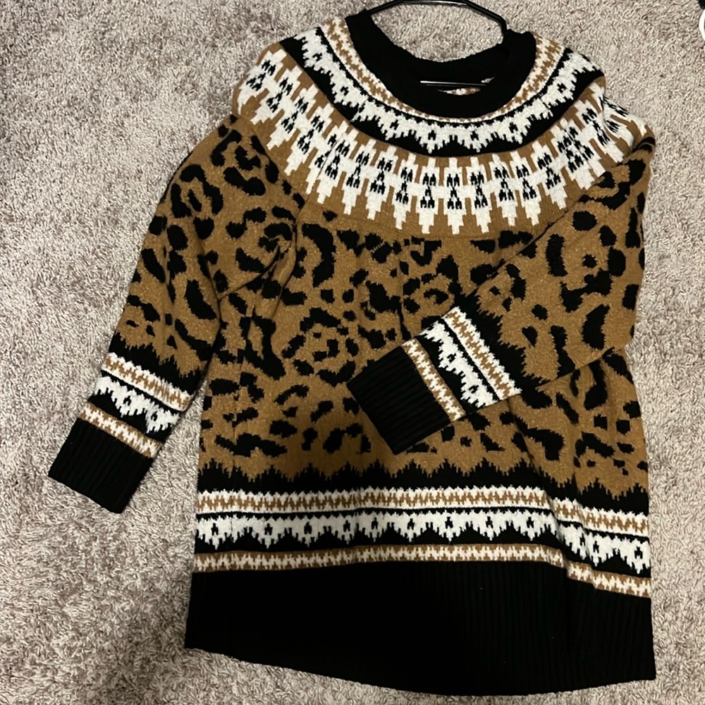 Oversized leopard sweater faux cashmere
